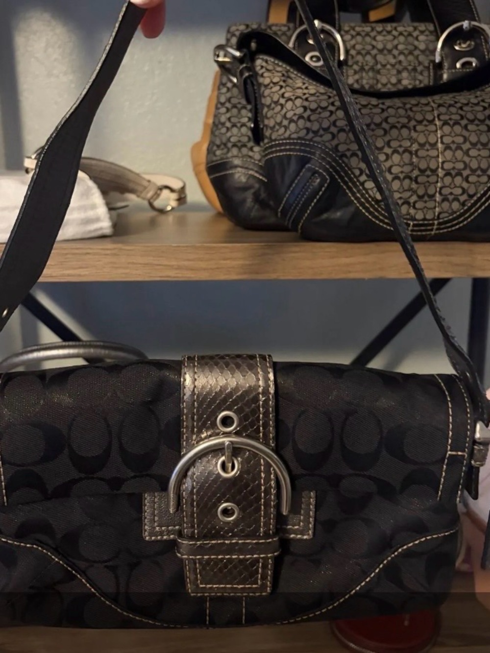 Coach SoHo Black Shoulder Bag with Silver Hardware